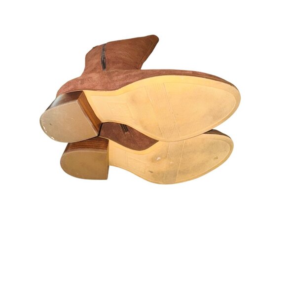 Naturalizer Demi Riding Boot Knee-High Brown Suede Leather Boots Wide Leg Tassle - Picture 9 of 14